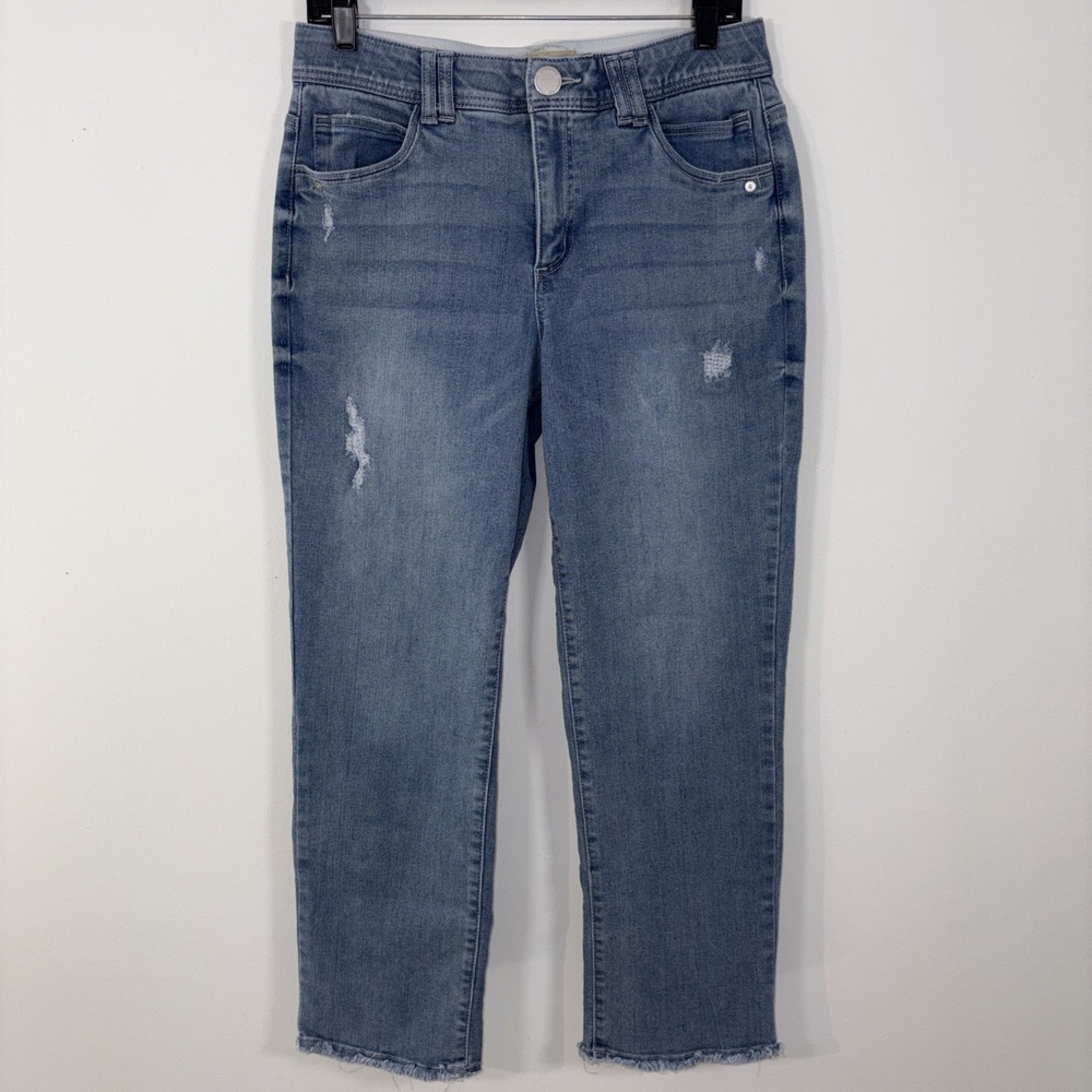 Democracy‎ Ab Technology Jeans Women 10 Blue Slimming Comfort Stretch Raw Hem